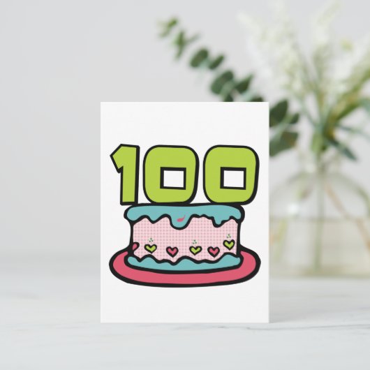 100 jaar oude Birthday Cake Briefkaart (Staand voorkant)