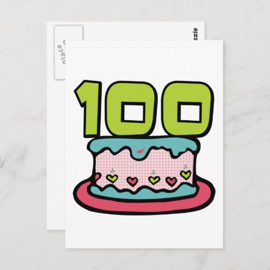 100 jaar oude Birthday Cake Briefkaart (Voorkant / Achterkant)