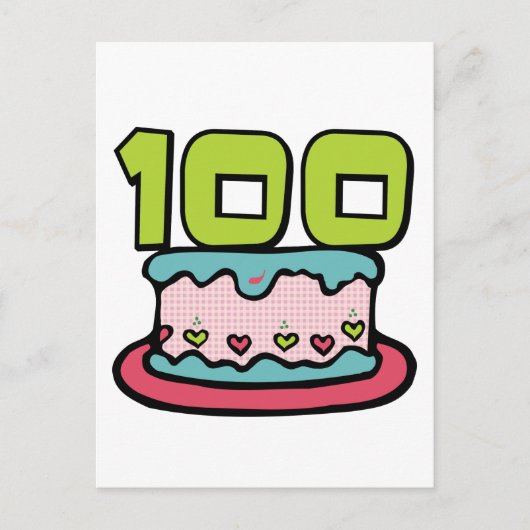 100 jaar oude Birthday Cake Briefkaart (Voorkant)