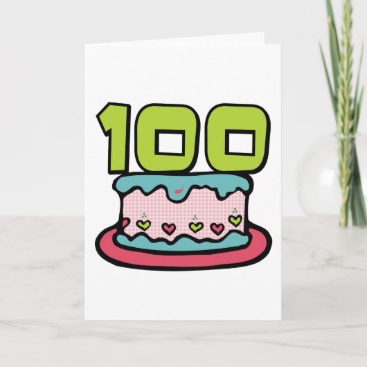 100 jaar oude Birthday Cake Kaart (Voorkant)