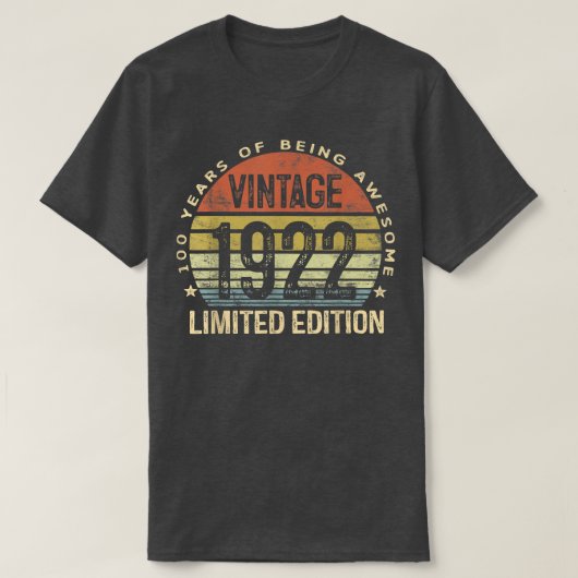 100 jaar oude cadeautjes 1922 Limited Edition 10 T-shirt (Design voorkant)
