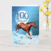 100 jaar oude verjaardagskaart met Spirit Horse Kaart (Gele Bloem)