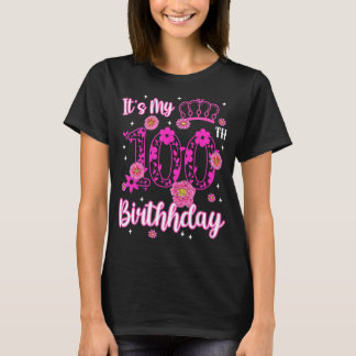 100 jaar oude vogelbloem Het is mijn 100e verjaard T-shirt