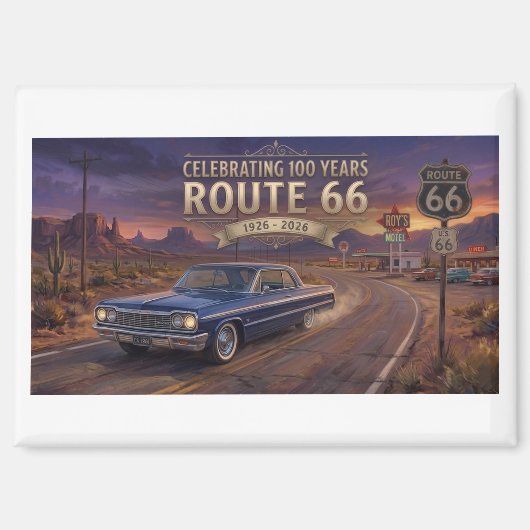 100 Jaar Route 66 Magneet (Voorkant)