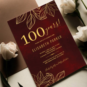 100 jaar stijlvol elegant 100ste verjaardagsfeest kaart