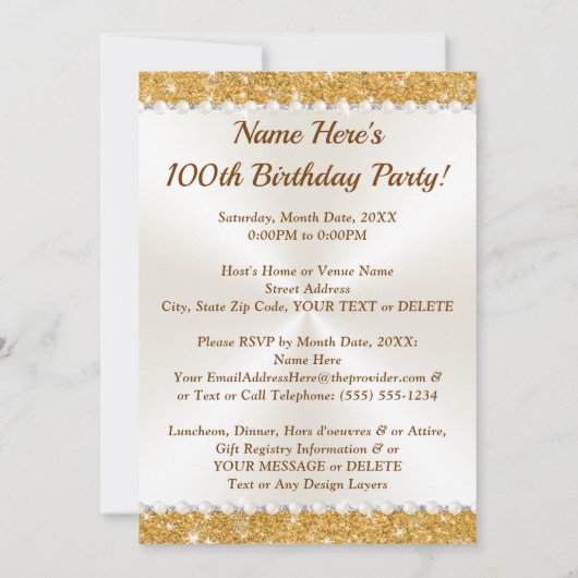 100 jaar verjaardagsuitnodigingen, mooi gepersonal kaart (Achterkant)