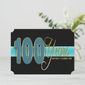 100 JAAR VERZOEK VAN DE TWEEDE PARTIJ AQUA/ZWARTE  KAART (Staand voorkant)