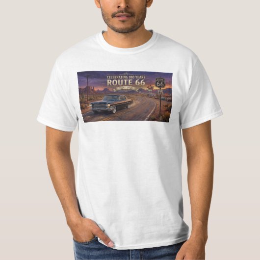 100 jaar vieren: Route 66 T-shirt (Voorkant)
