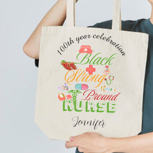 100-jarig jubileum zwarte geschiedenis verpleegste grote tote bag