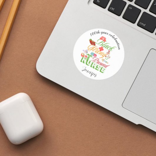 100-jarig jubileum zwarte geschiedenis verpleegste ronde sticker