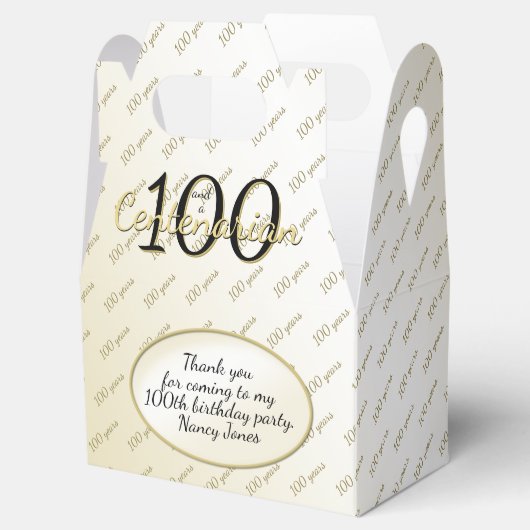 100 JARIG - Zwarte/Gold-tekst Bedankdoosjes (Geopend)