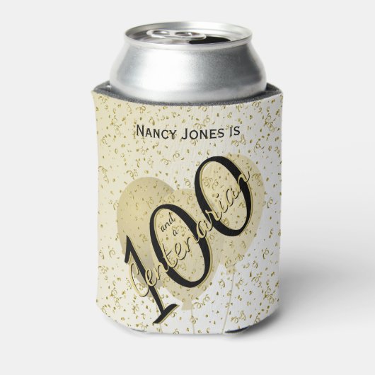 100 JARIG - Zwarte/Gold-tekst Blikjeskoeler (Blikje Achterkant)