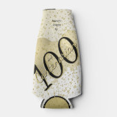 100 JARIG - Zwarte/Gold-tekst Flesjeskoeler (Voorkant)