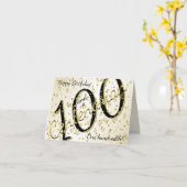 100 JARIG - Zwarte/Gold-tekst Kaart (Gele Bloem)