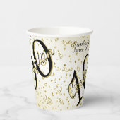 100 JARIG - Zwarte/Gold-tekst Papieren Bekers (Links)