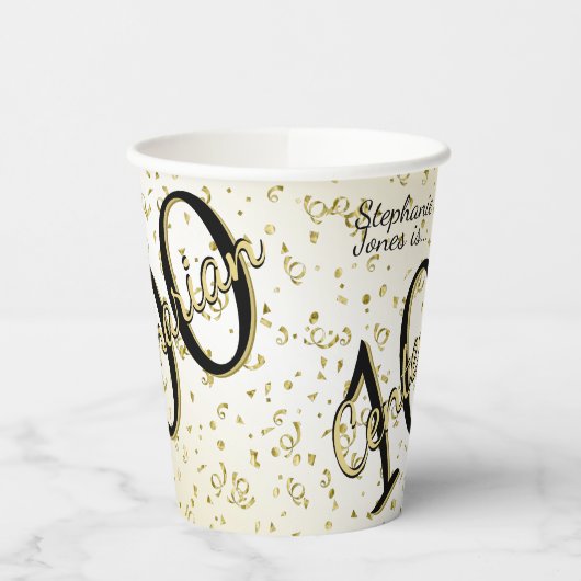 100 JARIG - Zwarte/Gold-tekst Papieren Bekers (Links)