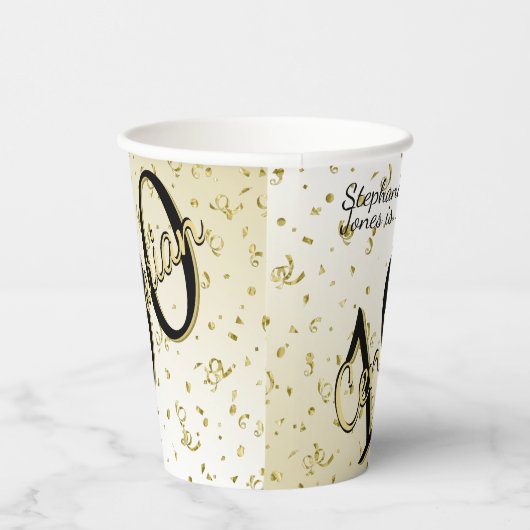 100 JARIG - Zwarte/Gold-tekst Papieren Bekers (Rechts)