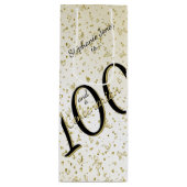 100 JARIG - Zwarte/Gold-tekst Wijn Cadeautas (Voorkant)