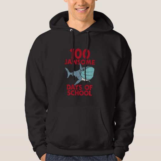 100 Jawsome Days School Shark Masker 100th Day Qua Hoodie (Voorkant)