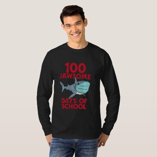 100 Jawsome Days School Shark Masker 100th Day Qua T-shirt (Voorkant volledig)