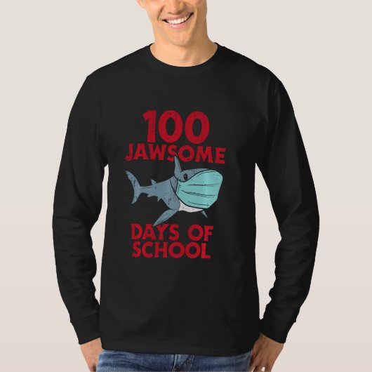 100 Jawsome Days School Shark Masker 100th Day Qua T-shirt (Voorkant)