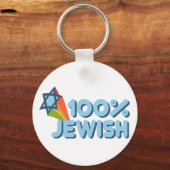 100% JEWISH + Magen David Sleutelhanger (Voorkant)