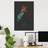 100 k cijfers van de vierkante voet van 3 (donker) poster (Thuiskantoor)