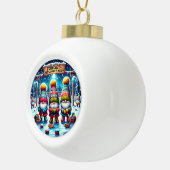 100% kans op hockey" - Gnomes on Ice Christmas Keramische Bal Ornament (Rechts)