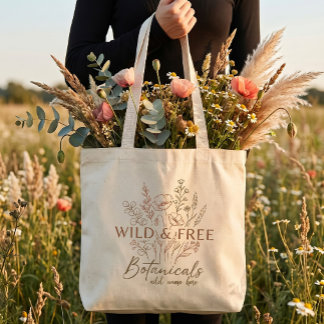 100% Katoenen Wilde Bloem Boho Botanische Bloem Na Grote Tote Bag