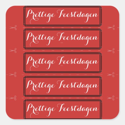 100 Kerst tekst stickers "Prettige Feestdagen" (Voorkant)