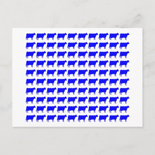 100 koeien - blauw briefkaart (Voorkant)