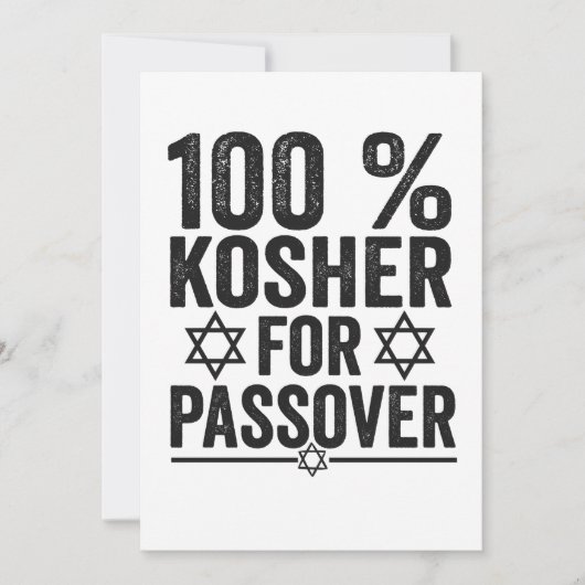 100% Kosher for Passover Funny Passover Pesach Bedankkaart (Voorkant)