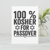 100% Kosher for Passover Funny Passover Pesach Bedankkaart (Staand voorkant)