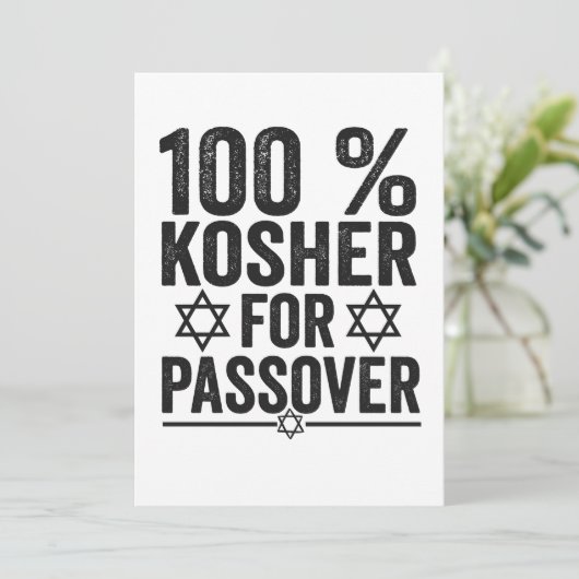 100% Kosher for Passover Funny Passover Pesach Bedankkaart (Staand voorkant)