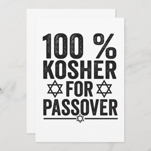 100% Kosher for Passover Funny Passover Pesach Bedankkaart (Voorkant / Achterkant)