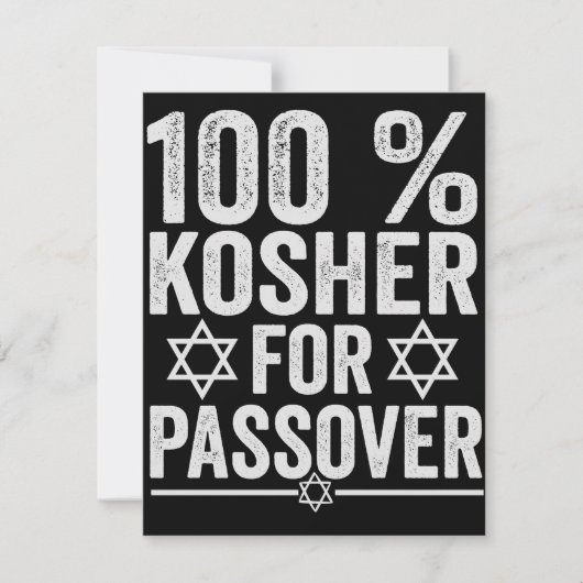 100% Kosher for Passover Funny Passover Pesach Notitiekaartje (Voorkant)