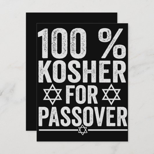 100% Kosher for Passover Funny Passover Pesach Notitiekaartje (Voorkant / Achterkant)