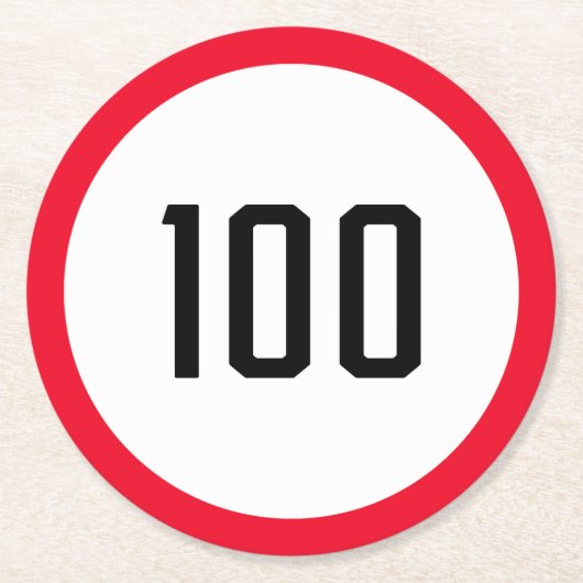 100 kph Snelheidsgrensteken | Aangepaste ronde Ond Ronde Kartonnen Onderzetter (Voorkant)
