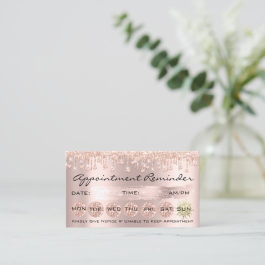 100 Lashes Appointment Herinneringen Roos Kristals Visitekaartje (Staand voorkant)