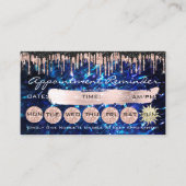 100 Lashes Appointment Reminder Roos Navy Drips Visitekaartje (Voorkant)