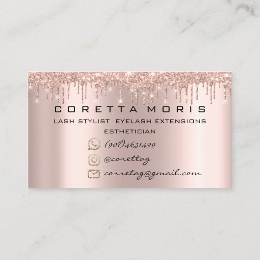 100 Lashes Benoeming Herinneringen Roos Glitter Dr Visitekaartje (Achterkant)