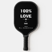 '100% LIEFDE voor papa' van Names on Cool B & W Pickleball Paddle (Achterkant)