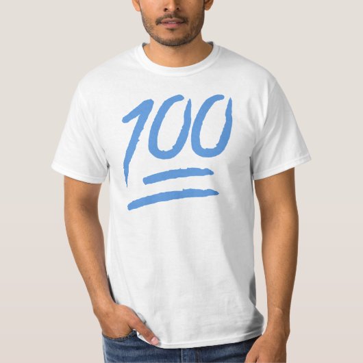 "100" Light Blue Emoji World T-shirt (Voorkant)