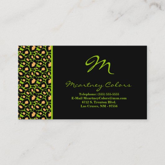 100 Lime Green Cheetah Print Visitekaartje (Voorkant)