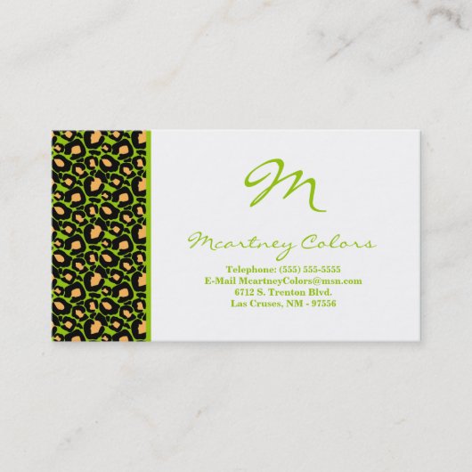 100 Lime Green Cheetah Print Visitekaartje (Voorkant)