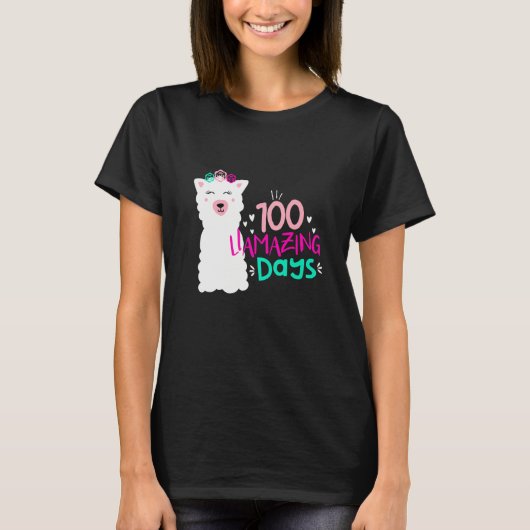 100 Llamazing Days 100 Days Of School Llama Vibes  T-shirt (Voorkant)