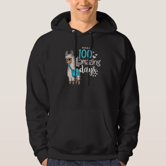 100 Llamazing Days Llama 100th Day Of School Teach Hoodie (Voorkant)