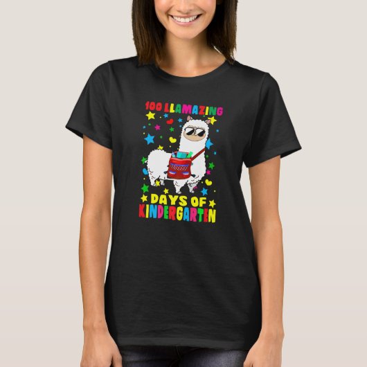 100 Llamazing Days Of Kindergarten 100th Day Of Sc T-shirt (Voorkant)