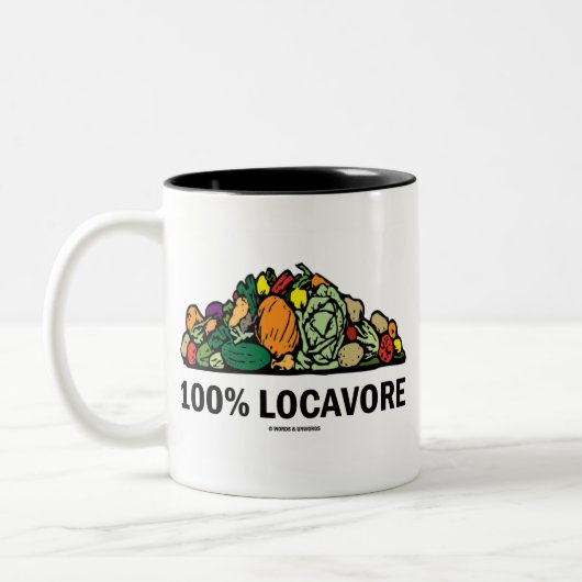 100% Locavore (stapel groenten) Tweekleurige Koffiemok (Links)