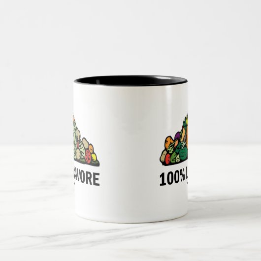 100% Locavore (stapel groenten) Tweekleurige Koffiemok (Center)